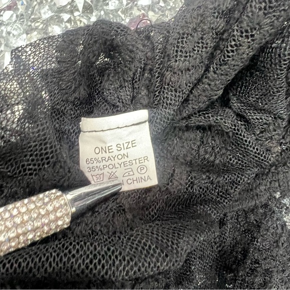 Black Lace cardigan Kimono Cardigan long crochet mesh boho flowy coverup - Picture 7 of 8